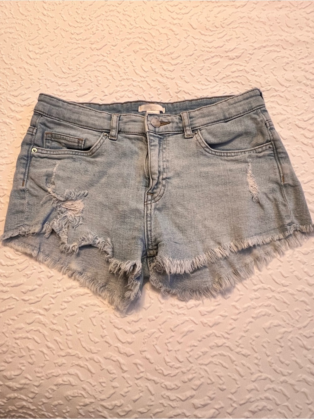 H&M Distressed Raw Hem Jean Shorts Frayed Cutoffs- Size 6